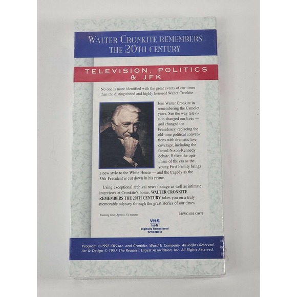 Walter Cronkite Remembers The 20th Century (VHS New) Television, Politics & JFK - Picture 2 of 7